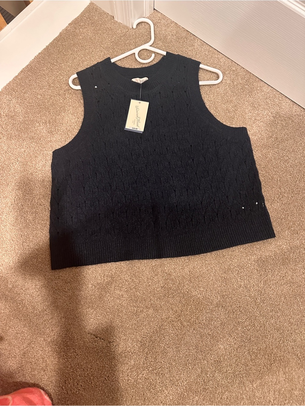 Universal Thread Black Cable-Knit Crop Tank